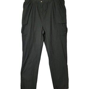 King Size Mens Cargo Pants Size 2XL 38 Black  Elastic Waist Tie Front Cotton
